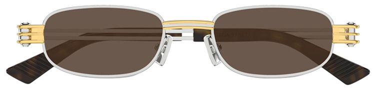 Bottega Veneta Rectangular Sunglasses Shiny Silver