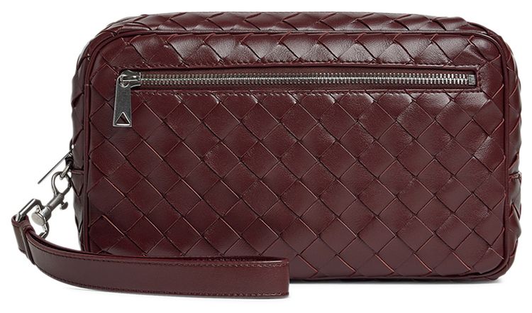 Bottega Veneta Intrecciato Wristlet Pouch Madder BrownSilver
