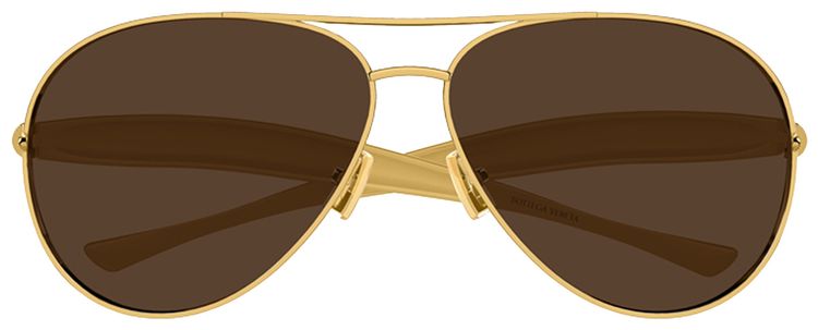 Bottega Veneta Aviator Sunglasses Shiny GoldBrown
