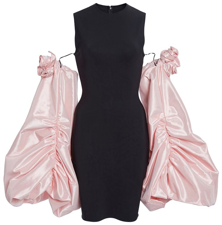 Coperni Taffeta Sleeved Jersey Dress Black