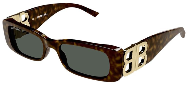 Balenciaga Rectangular Sunglasses HavanaGold
