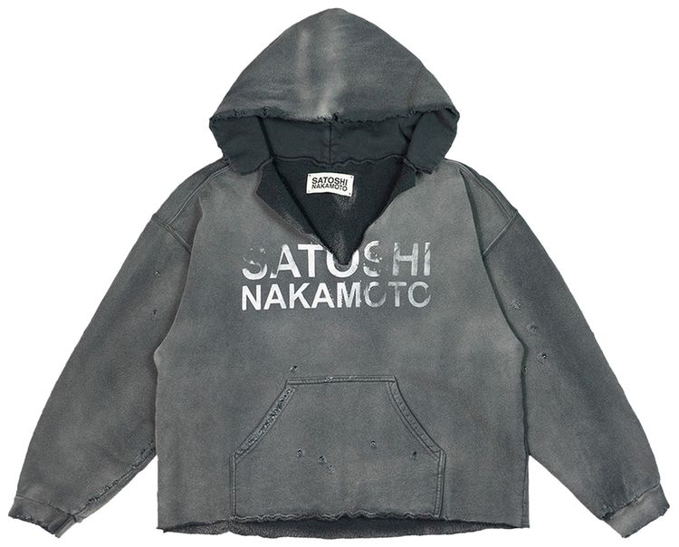 Satoshi Nakamoto Destructo Hoodie Washed Black