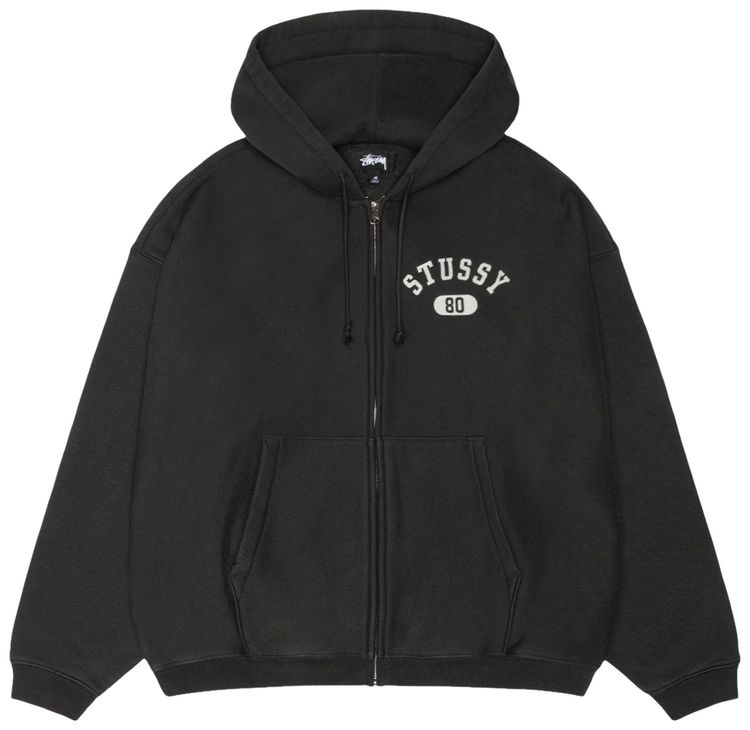 Stussy Varsity Zip Hoodie Washed Black