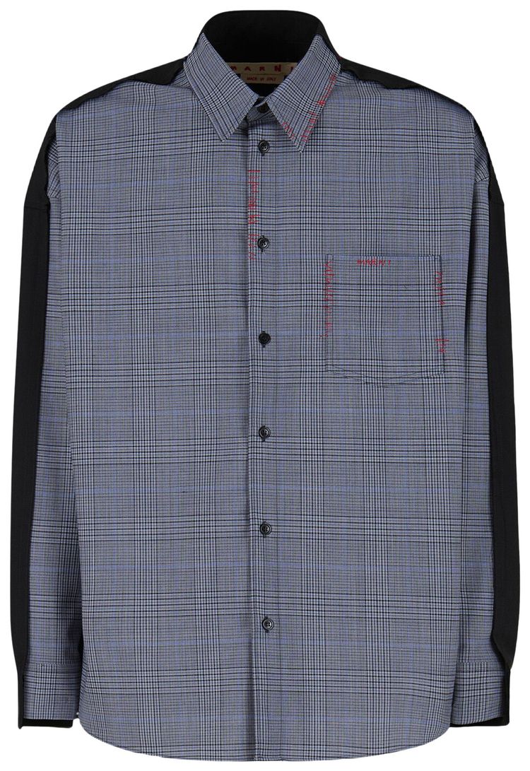 Marni Prince Of Wales Light Wool Blend Shirt Truffle