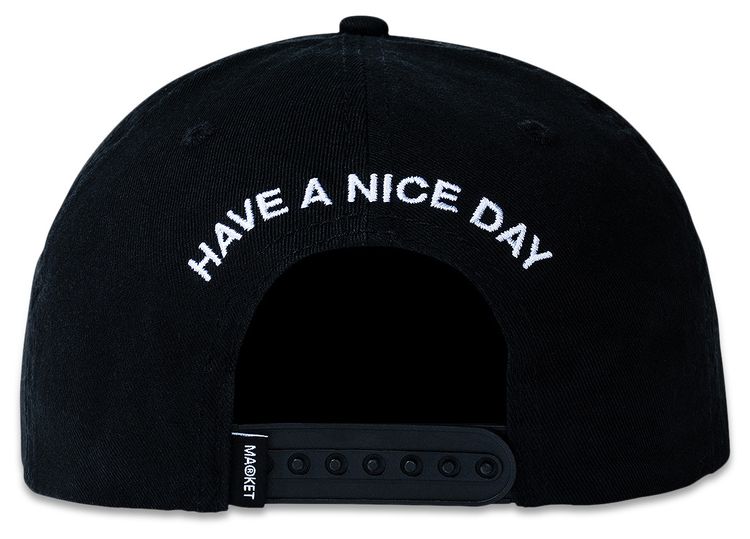 Market Smiley Badge 6 Panel Hat Black