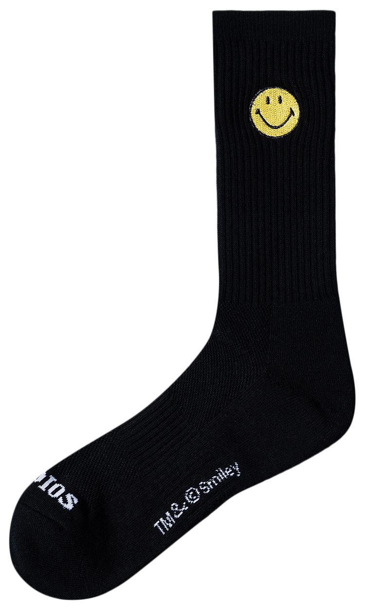 Market Smiley Badge Socks Black
