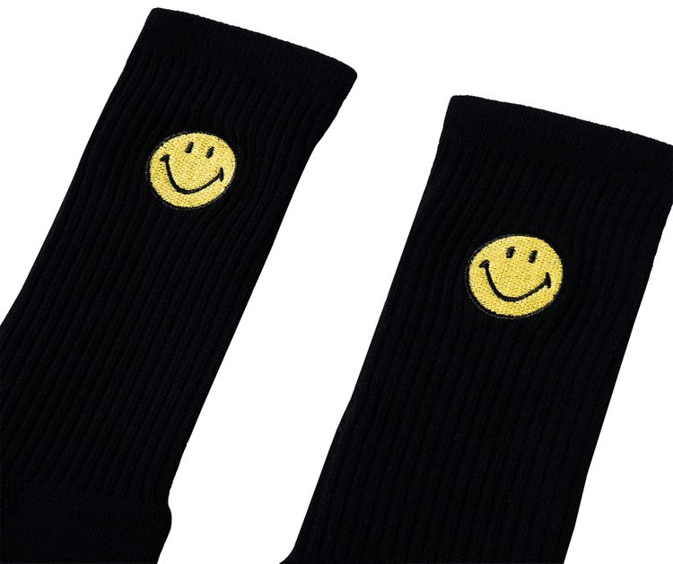 Market Smiley Badge Socks Black