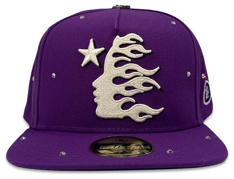 Hellstar Og Logo Hat Fitted  Rhinestones Purple