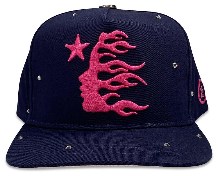 Hellstar Og Logo Hat Snapback  Rhinestones Navy