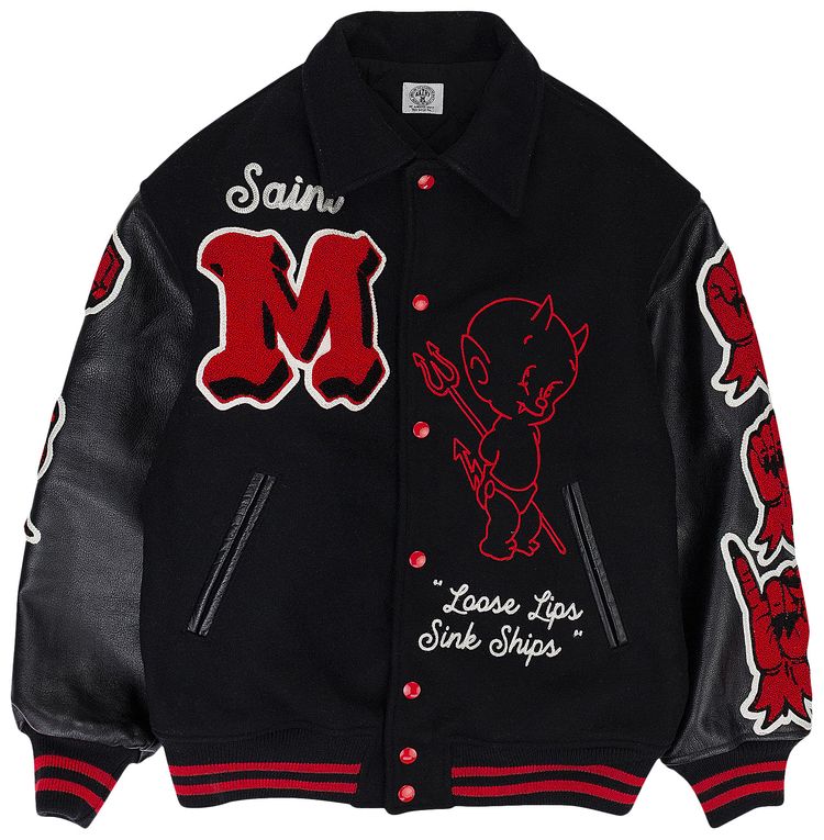 SAINT Mxxxxxx Devil Varsity Jacket Red