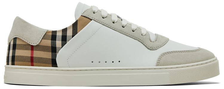 Burberry Check Panelled Sneakers Natural White Archive Beige