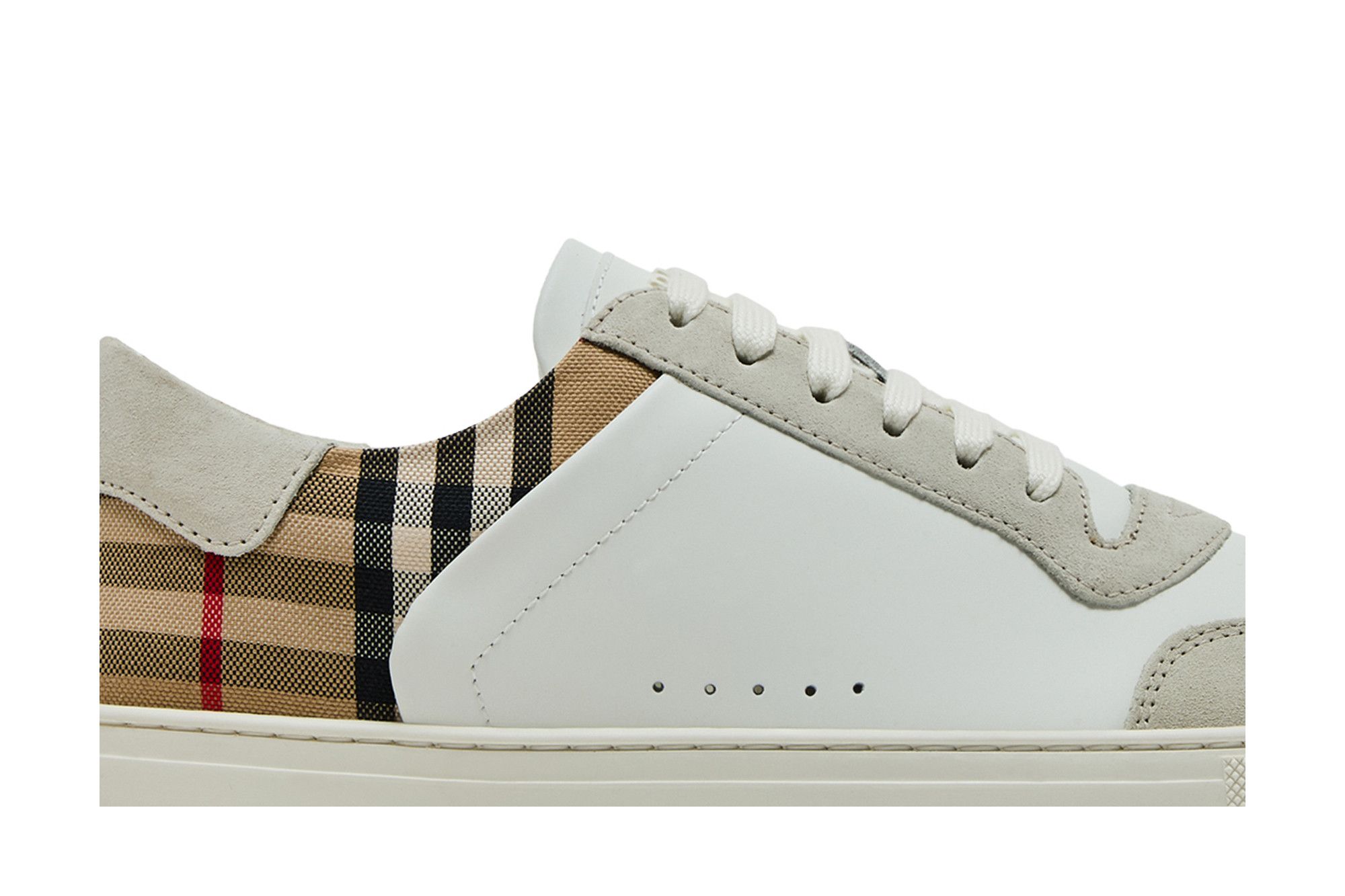 Buy Burberry Check Panelled Sneakers 'Natural White Archive