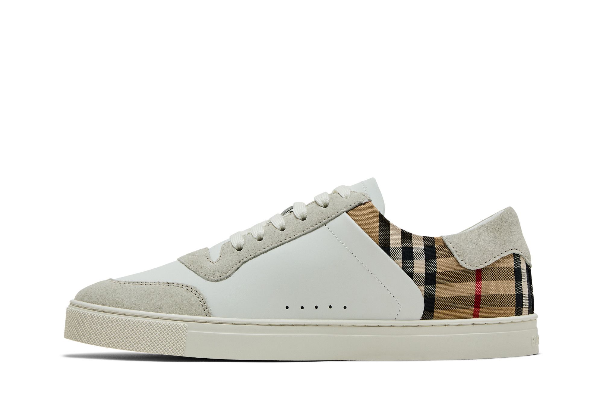 Buy Burberry Check Panelled Sneakers 'Natural White Archive