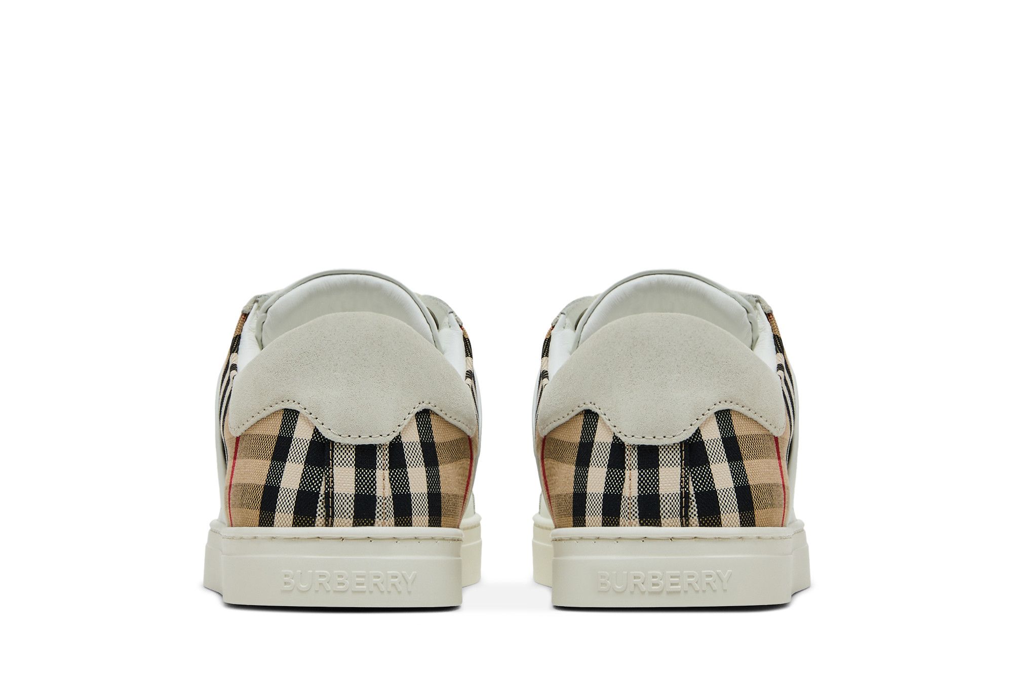Buy Burberry Check Panelled Sneakers 'Natural White Archive
