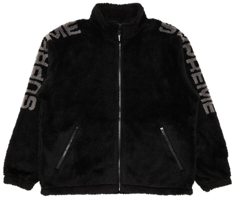 Supreme Shoulder Logo Fleece Jacket Black