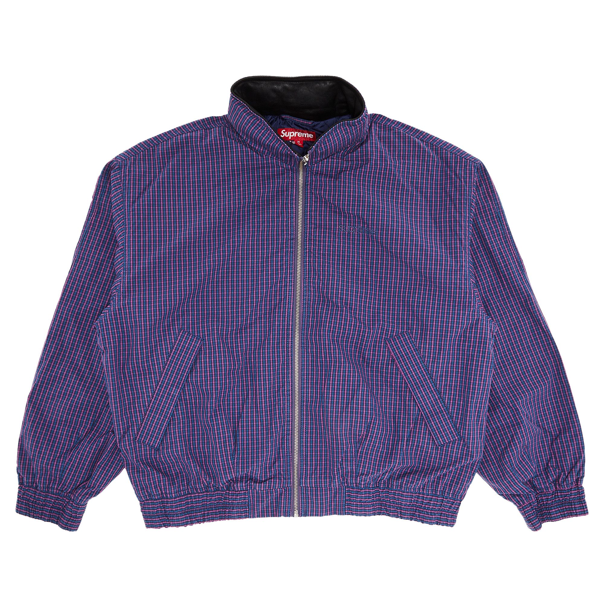 Buy Supreme Leather Collar Utility Jacket 'Blue Plaid