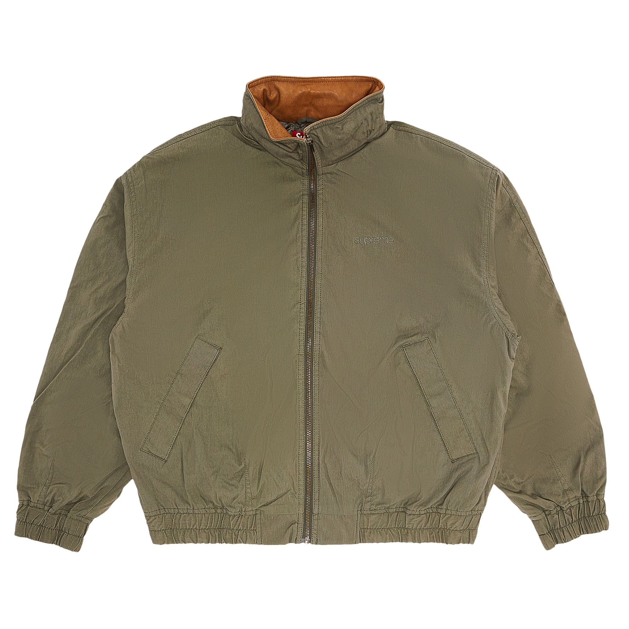 Supreme レザーカラー Utility Jacket オリーブ XL Supreme Leather Collar Utility Jacket (SS25) - $298