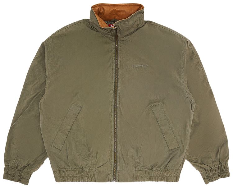 Supreme Leather Collar Utility Jacket Olive