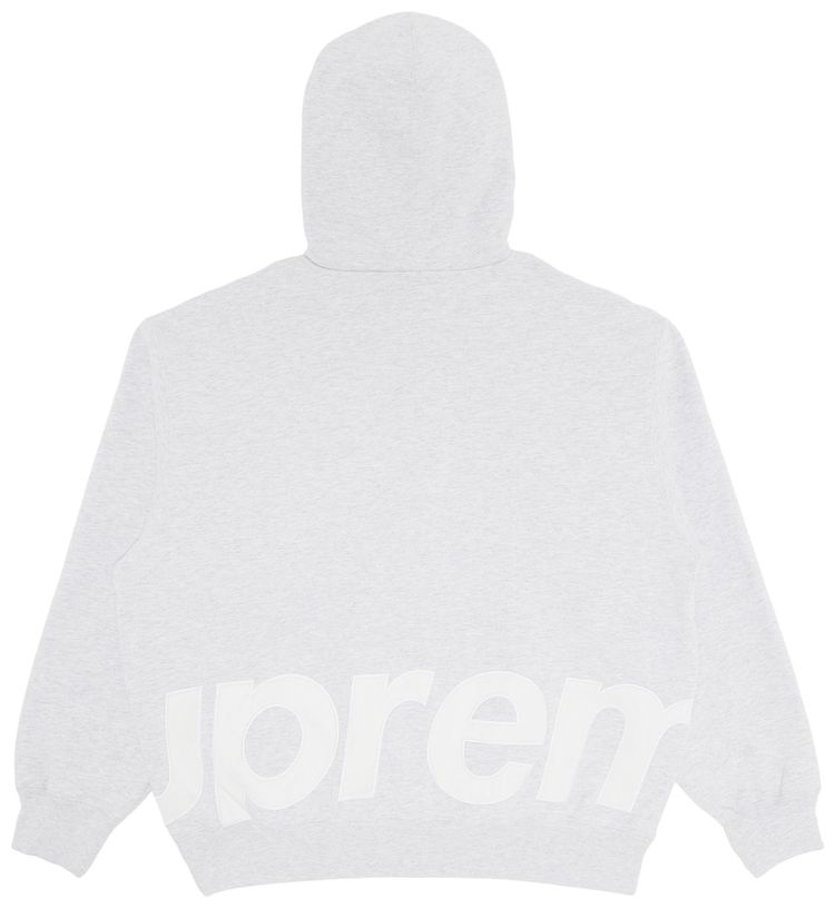 Supreme Big Logo Zip Up Hooded Sweatshirt Ash Grey