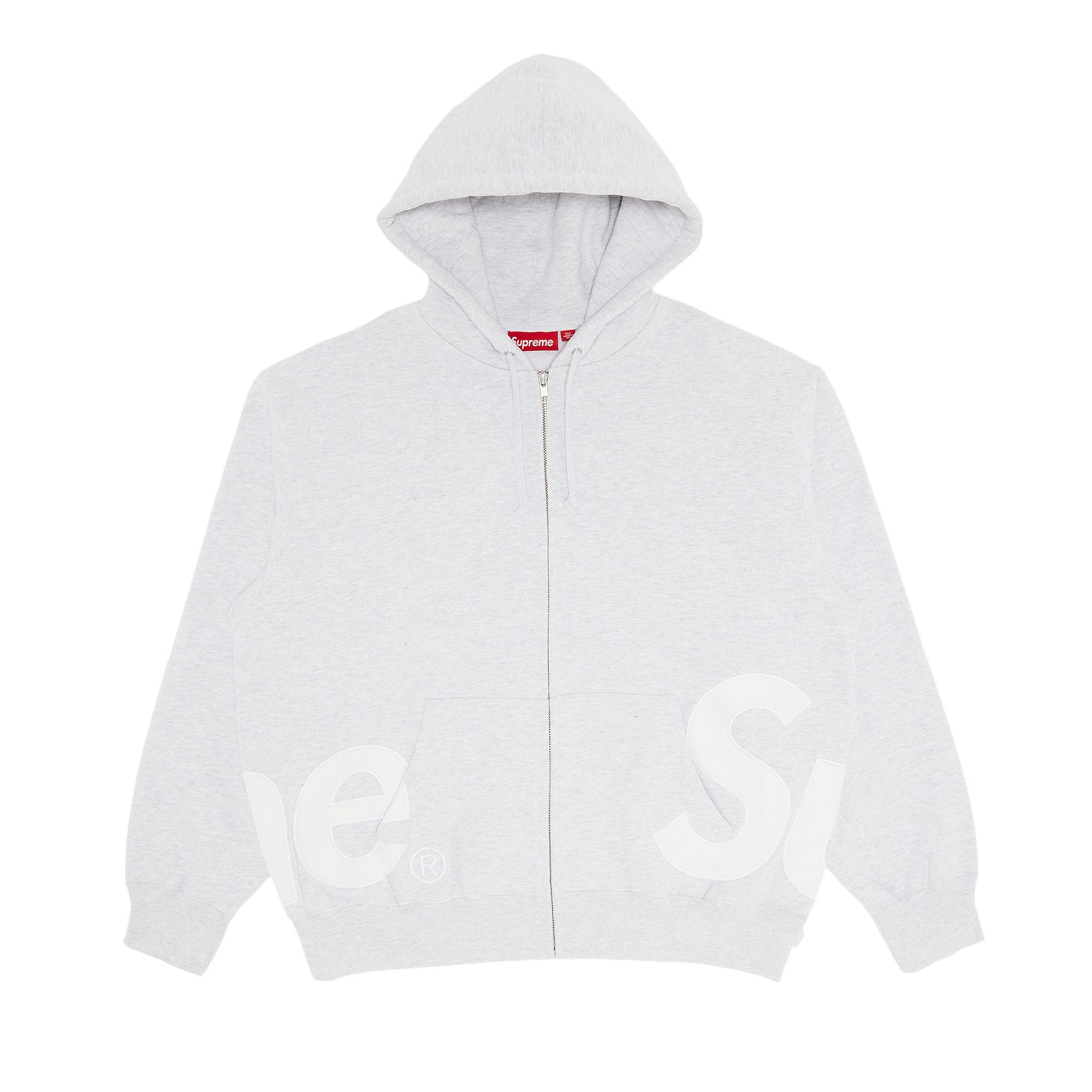 Buy Supreme Big Logo Zip Up Hooded Sweatshirt 'Ash Grey