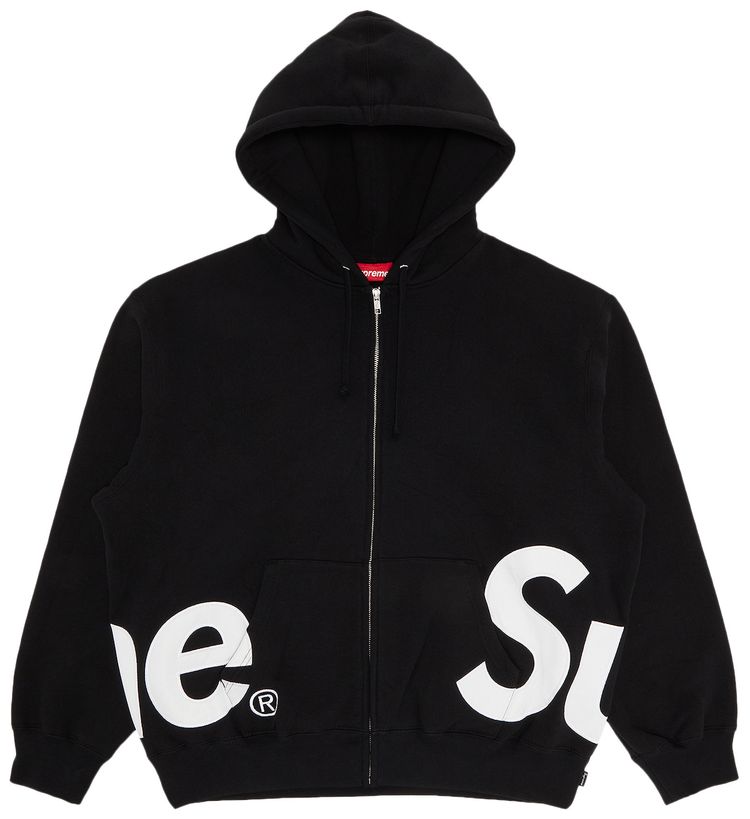 Supreme Big Logo Zip Up Hooded Sweatshirt Black