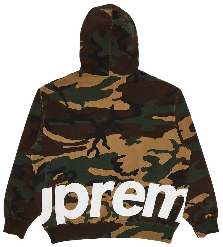 Supreme Big Logo Zip Up Hooded Sweatshirt Woodland Camo