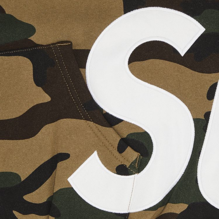 Supreme Big Logo Zip Up Hooded Sweatshirt Woodland Camo