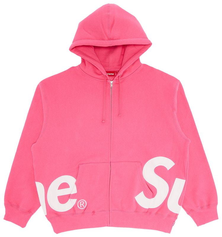 Supreme Big Logo Zip Up Hooded Sweatshirt Magenta