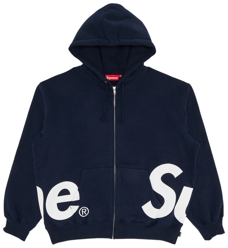Supreme Big Logo Zip Up Hooded Sweatshirt Navy