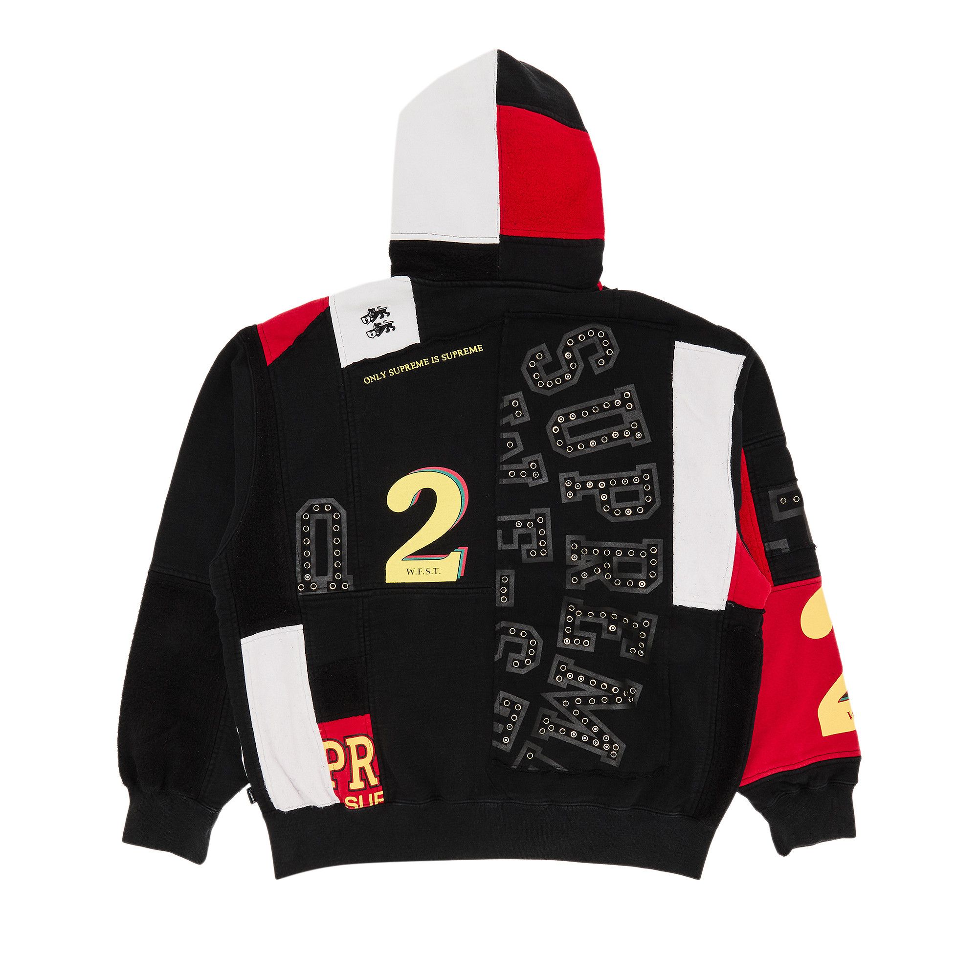 最新のデザイン Buy 'Black Sweatshirt Hooded Up Zip Patchwork Supreme トップス