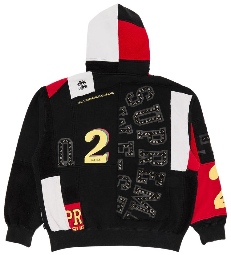Supreme Patchwork Zip Up Hooded Sweatshirt Black