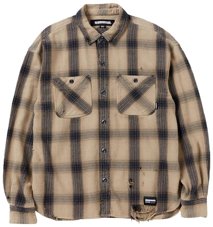 Neighborhood Savage Block Hombre Check Long Sleeve Shirt Mustard