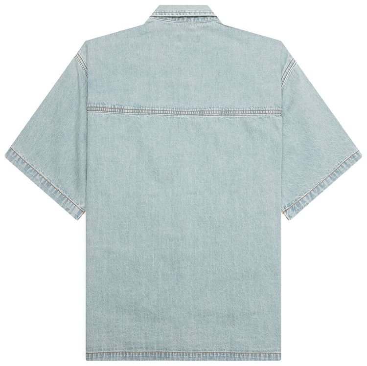 Icecream Dog Short Sleeve Cropped Fit Woven Shirt Blueberry Haze