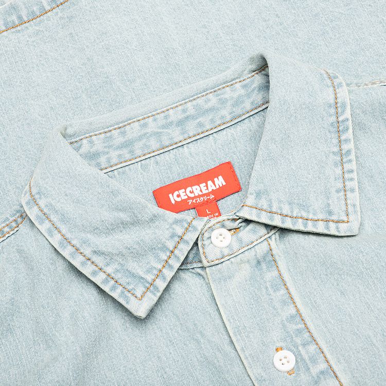 Icecream Dog Short Sleeve Cropped Fit Woven Shirt Blueberry Haze