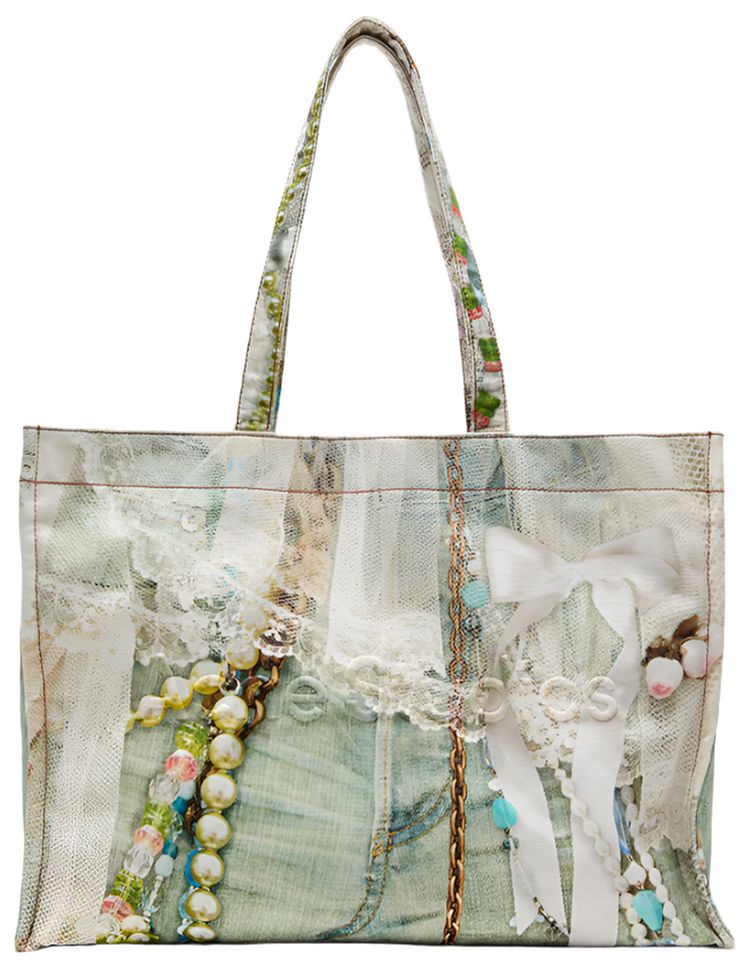 Acne Studios Printed Tote Bag WhiteGreen