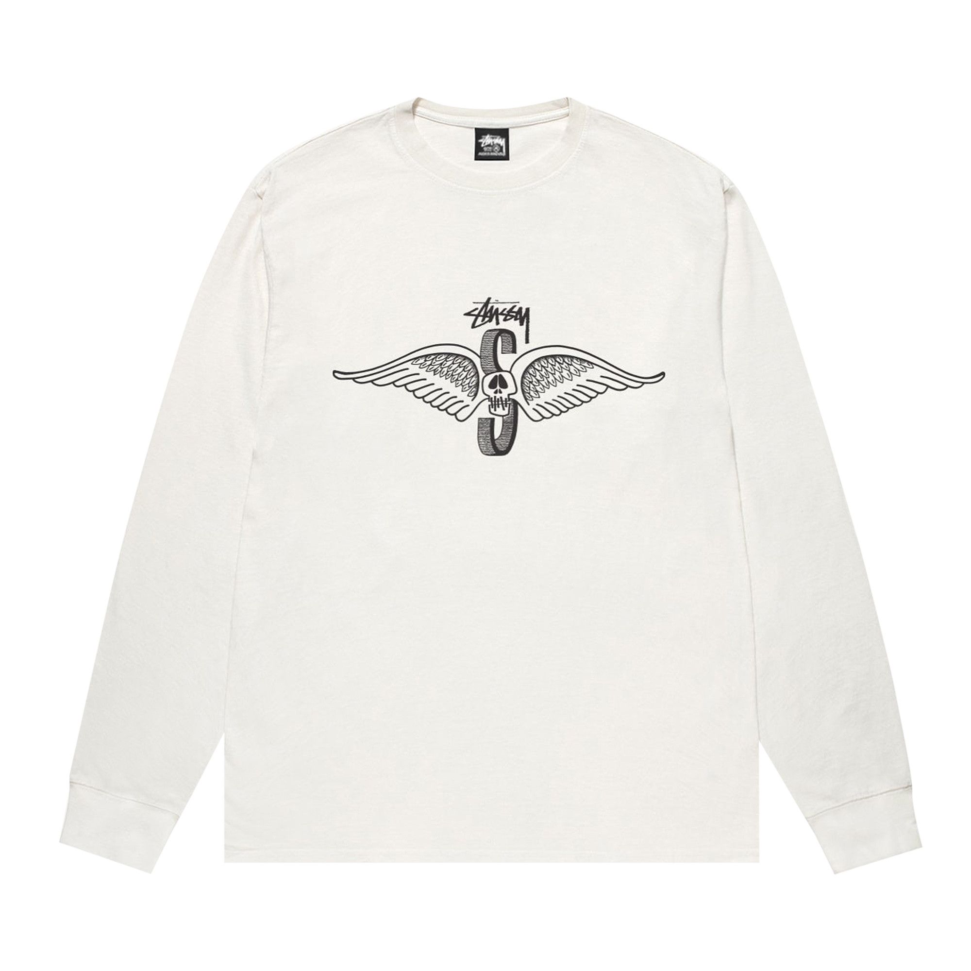 トップス Stussy Skull Wings LS Tee Pigment Dyed Buy Stussy Skull Wings Long-Sleeve Tee Pigment Dyed 'Natural