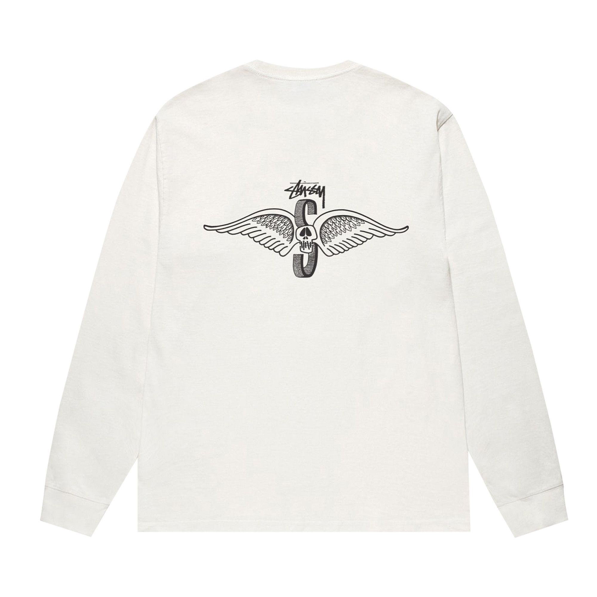 Buy Stussy Skull Wings Long-Sleeve Tee Pigment Dyed 'Natural