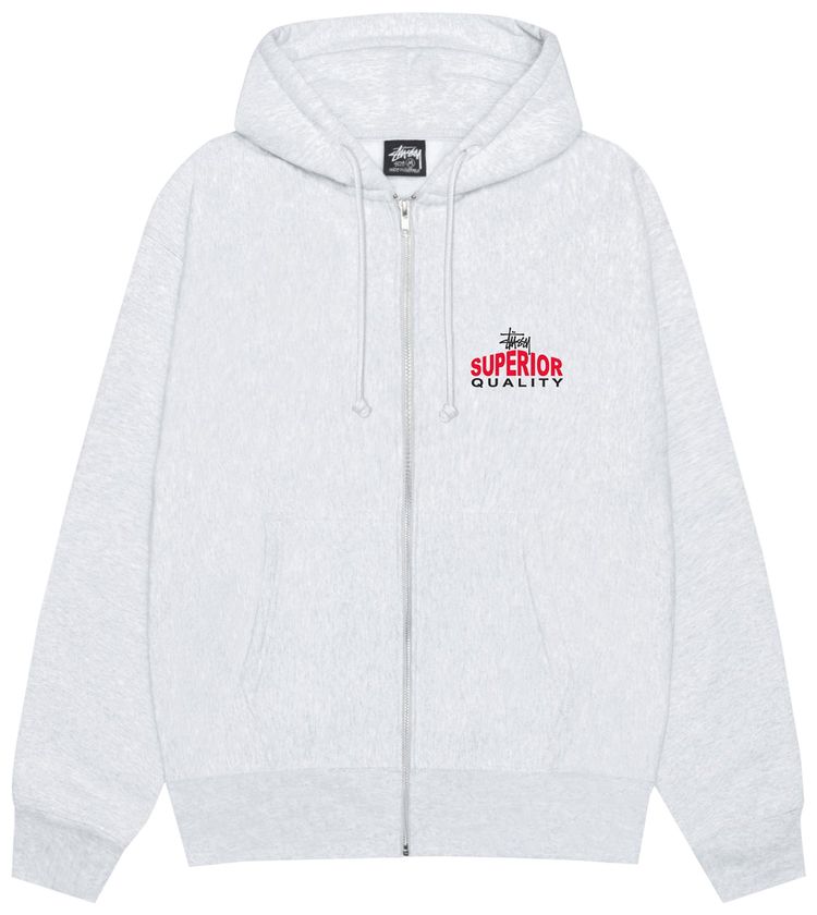 Stussy Superior Quality Zip Hoodie Ash Heather