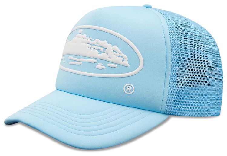 Corteiz Alcatraz Puff Print Trucker Hat Baby Blue