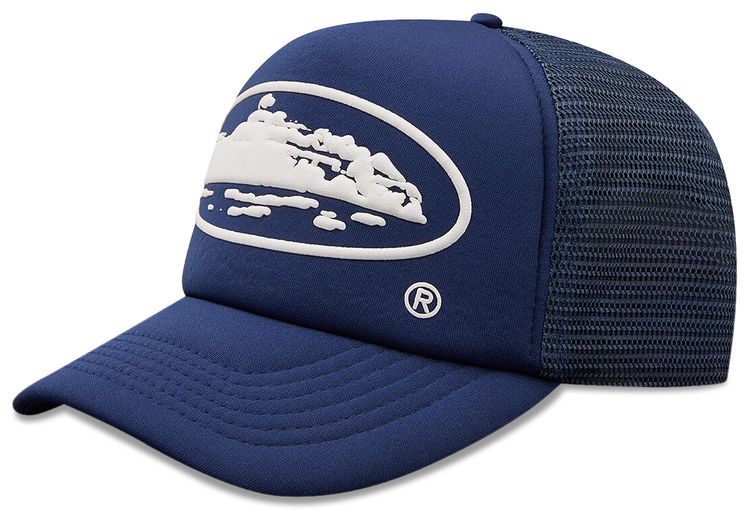 Corteiz Alcatraz Puff Print Trucker Hat Navy