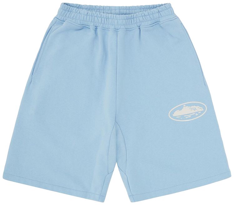 Corteiz Island Puff Print Sweatshort Baby Blue