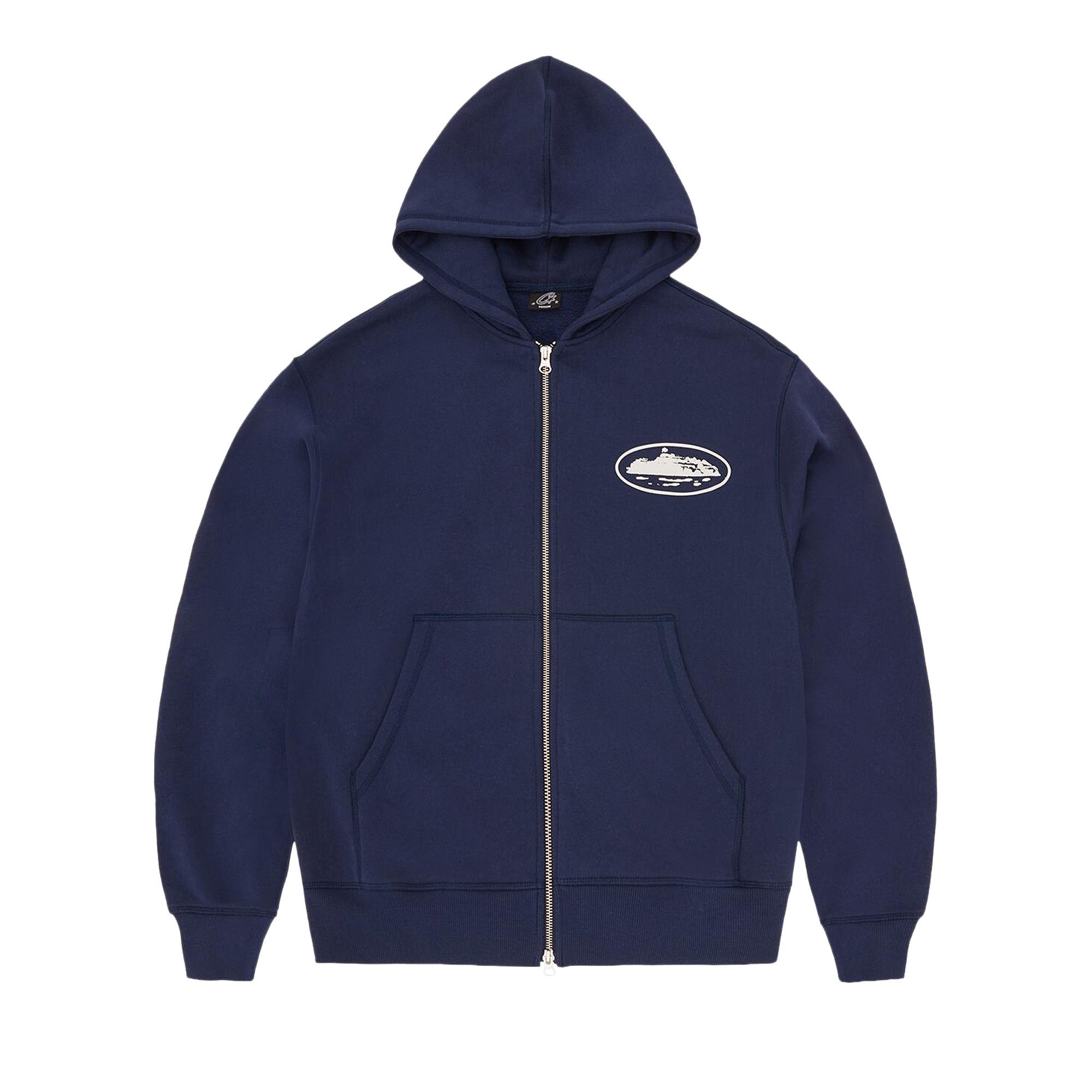 Buy Corteiz Island Puff Print Zip Hoodie 'Navy' - CRTZ0531 040