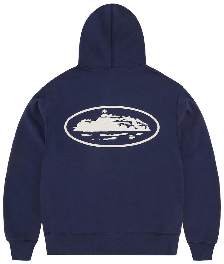 Corteiz Island Puff Print Zip Hoodie Navy