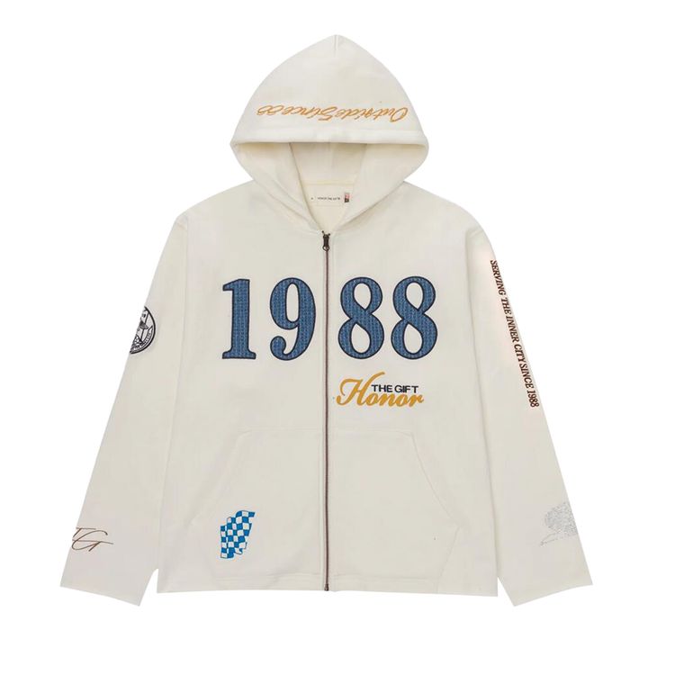 Honor The Gift 1988 Full Zip Hoodie White