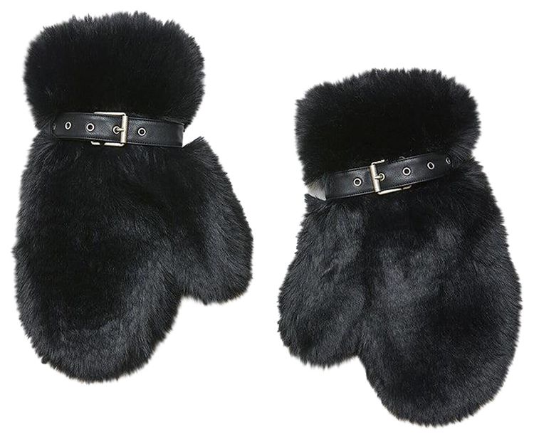 Acne Studios Alion Fur Mittens Black