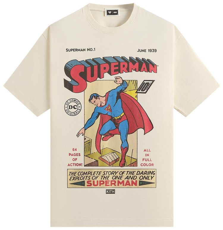 Kith x Superman No1 Vintage Tee Sandrift