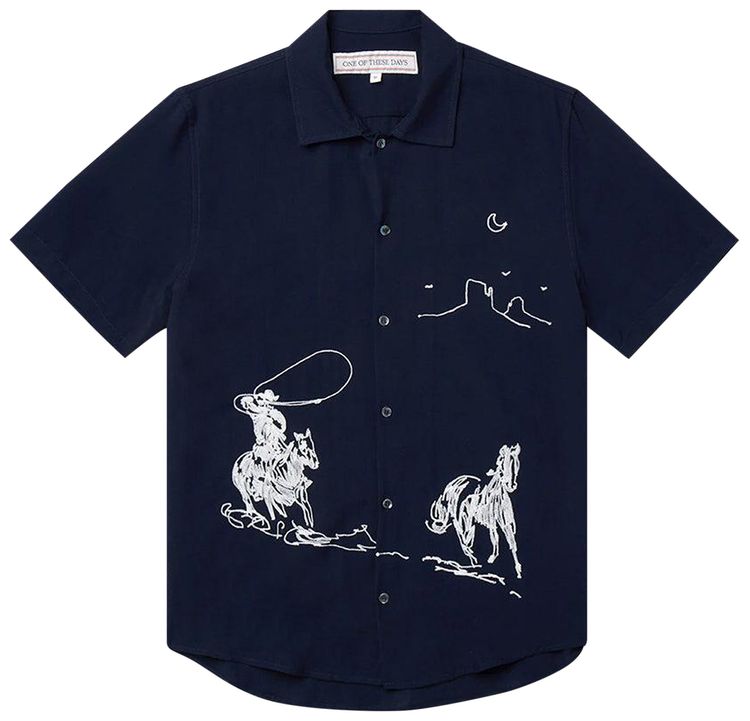 One Of These Days Into the Distance Camp Shirt Navy