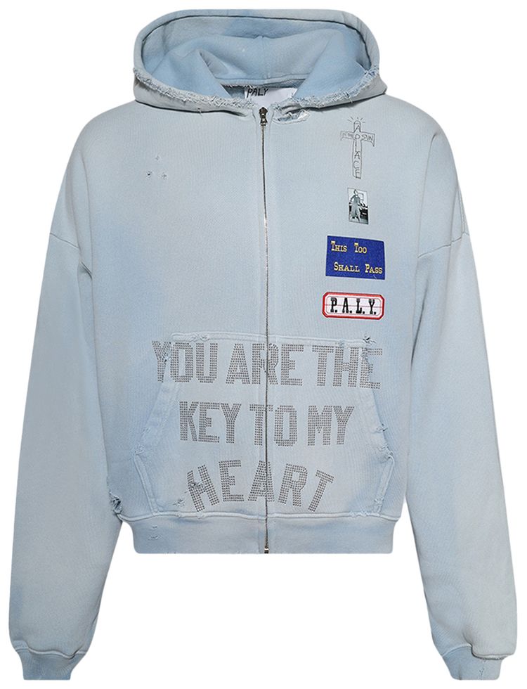 Paly Hollywood Zanucks Zip Hooded Sweatshirt Baby Blue