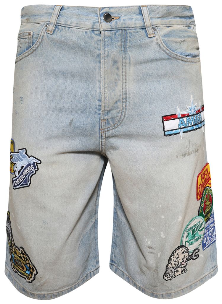 Amiri Station Patch Denim Short Perfect Antique Indigo