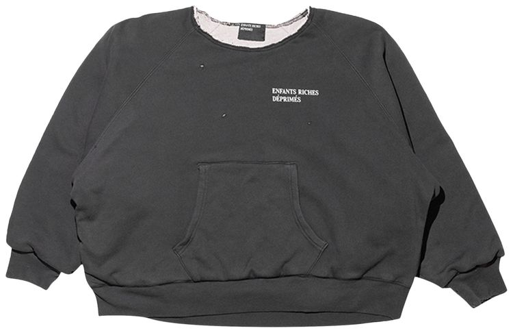 Enfants Riches Deprimes Lined Raglan Logo Sweatshirt Vintage BlackHeather Grey